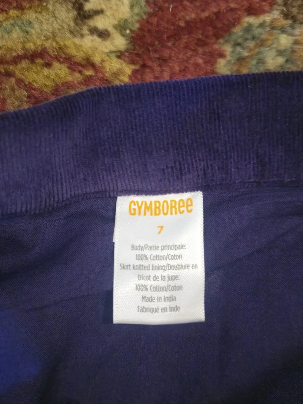Gymboree Purple Corduroy Mini Skirt with Pink & White Floral Embroidery